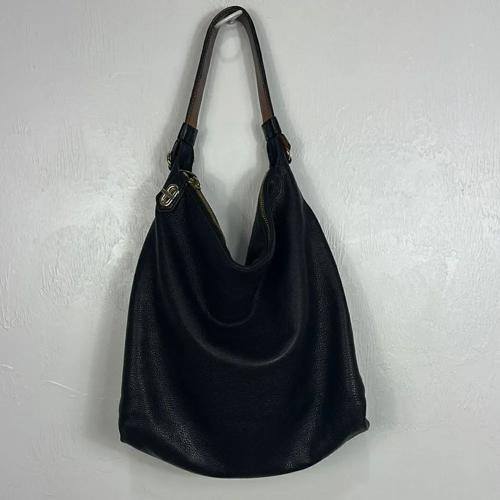 Reed Krakoff Black Leather Gold Tone Hardware Hobo Bag